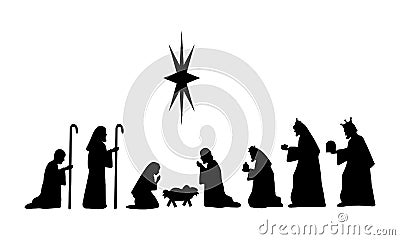 Nativity scene silhouette Vector Illustration