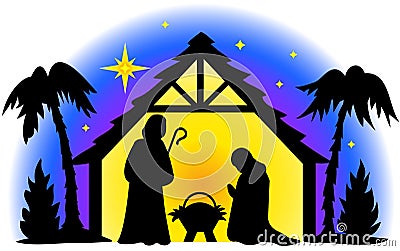Nativity Silhouette Cartoon Illustration