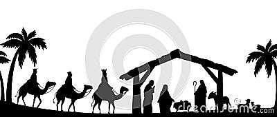 Nativity Silhouette , jesus family Stock Photo