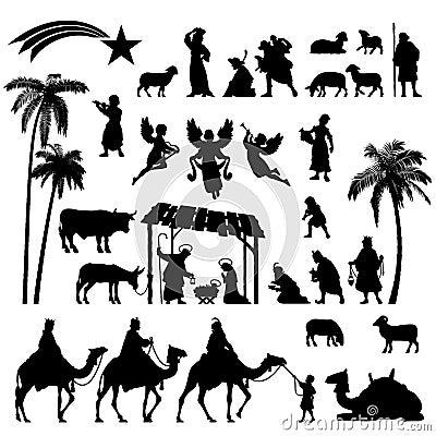 Download Nativity Silhouette Set Stock Vector - Image: 58884303