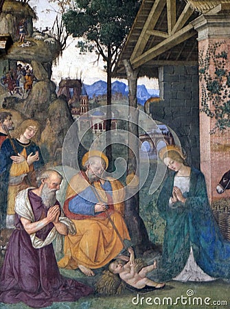 Nativity with the St. Jerome Editorial Stock Photo