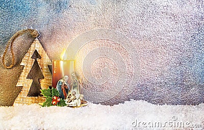 Nativity under Snow Stock Photo