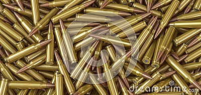 Nato machine gun ammunition cartridges lying on a pile Cartoon Illustration