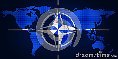 NATO and world map Cartoon Illustration