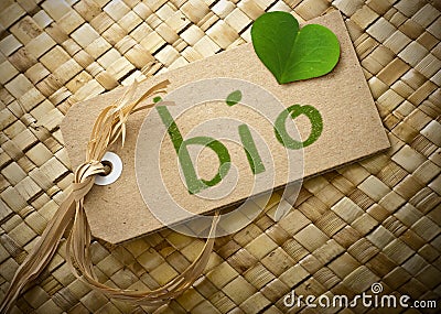 Natual cardboard label with the word bio Stock Photo