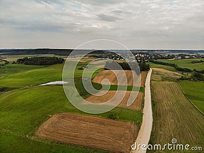 Natural aerial Lithuania rural landscape during autumn Stock Photo