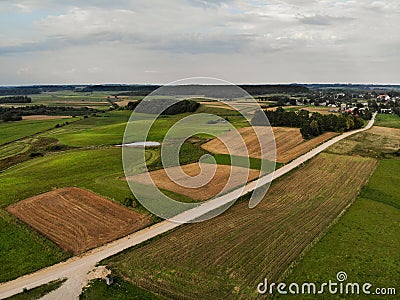 Natural aerial Lithuania rural landscape during autumn Stock Photo