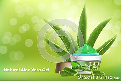 Aloe vera gel vector advertising poster template Vector Illustration