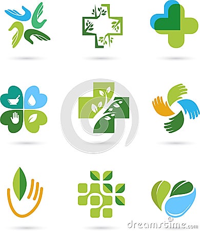 Natural Alternative Herbal Medicine icons Vector Illustration