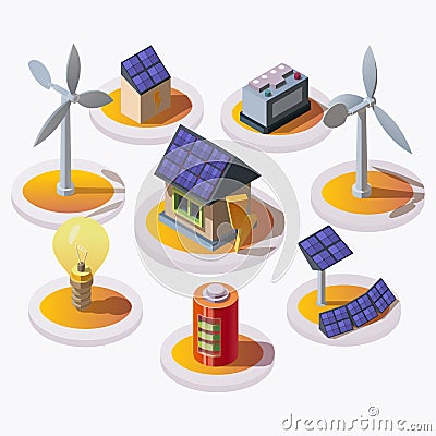 Natural alternative renewable energy sources Vector Illustration