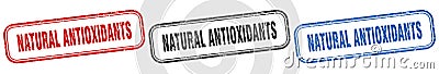 natural antioxidants square isolated sign set. natural antioxidants stamp. Vector Illustration