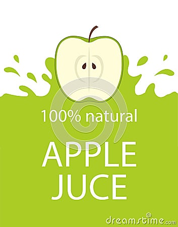 Natural apple juice label template. Colorful apple fresh juice emblem Organic fresh fruit, vector illustration Vector Illustration