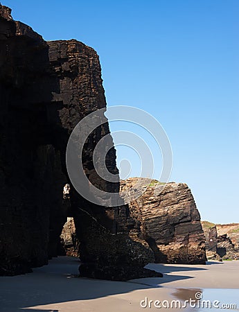 Natural arch at as Catedrais beach Stock Photo