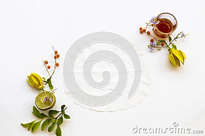 Natural aroma sheet mask extract honey, lemon herbal vegetation health care for skin face Stock Photo