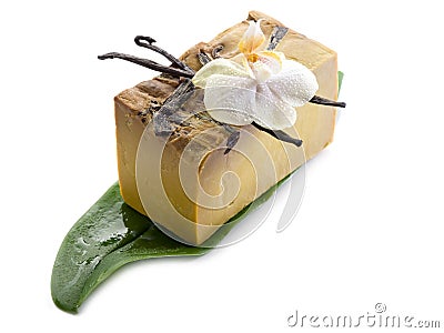 Natural aromatic vanilla soap Stock Photo