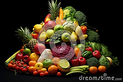 Natural Asian fruit market vegetables. Generate Ai Stock Photo