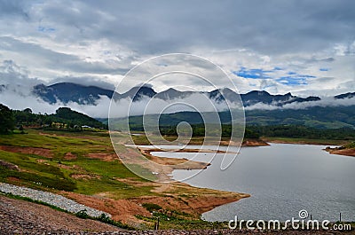 Natural Attractive Mountain with Mist Landscape Stock Photo