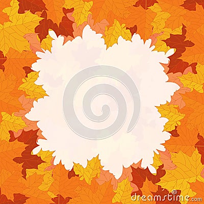 Natural background for autumn concept, frame with fallen leaves in warm colours Stock Photo