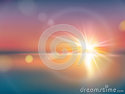 Natural background with bright sunlight, with lens flare Vector Illustration