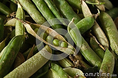 Natural background of fresh green peas Stock Photo