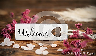 Natural Background With Label With Welcome Stock Photo
