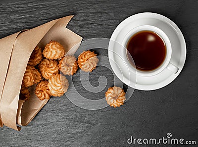 Natural baked coconut cookies or cocoanut macaroons with coco chips Stock Photo