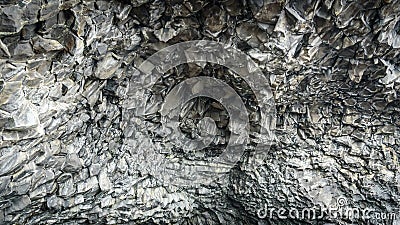 Natural basalt stone columns, Reynisfjara beach, Iceland Stock Photo