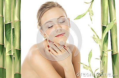 Natural beauty girl with well-groomed skin care Stock Photo