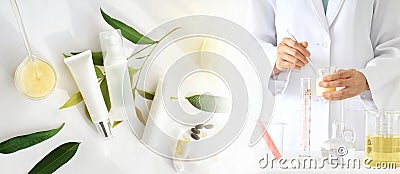 Natural beauty product concept, Doctor and medicine experiments. Stock Photo