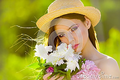 Natural beauty and spa therapy. face and skincare. Travel in summer. Summer girl with long hair. Spring woman Stock Photo
