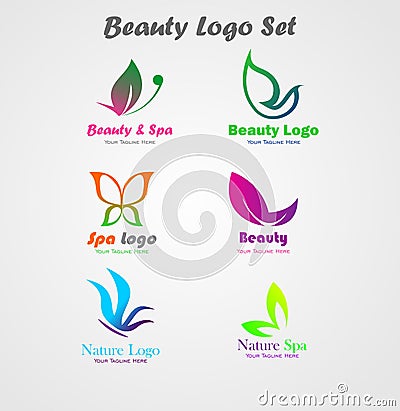 Natural Beauty and Spa Vector Logo Set Stock Photo