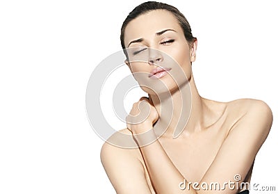 Natural beauty women in white background Stock Photo