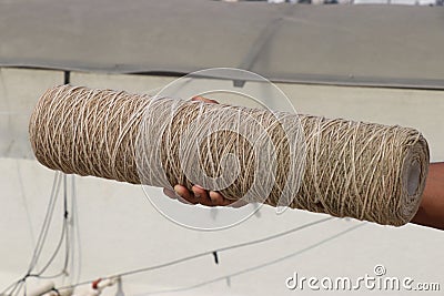 natural bio-degradable juite thread roll used for craft, packing etc Stock Photo