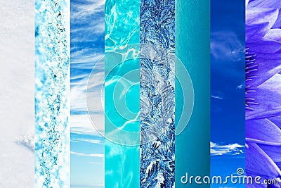 Natural blue gradation collage, blue color in nature Stock Photo