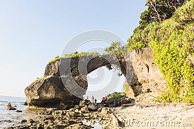 Natural Bridge at Lakshmanpur II Beach in Neil Island Stock Photo