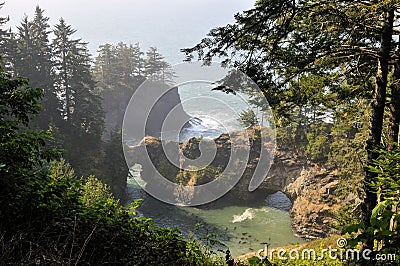 Natural Bridge near Gold Beach, Oregon Stock Photo