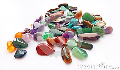 Natural bright coloured semi precious gemstones and gems Stock Photo