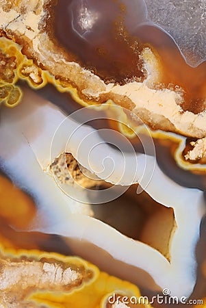 Natural brown agate with crystals Stock Photo