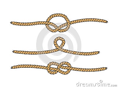 Natural brown marine knots twine rope seamless pattern, vector Vector Illustration