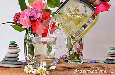 Natural chamomile tea may Stock Photo