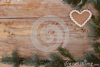 Natural Christmas with gingerbread heart Stock Photo