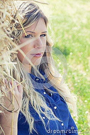 Natural clean portrait beautiful blonde girl woman Stock Photo