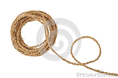 Natural coarse fiber rope coil Stock Photo