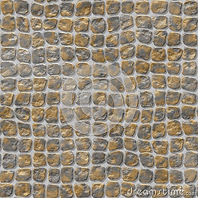 Natural colored floor marble plastic stony mosaic pattern texture seamless background with gray grout - gold, silver, be Stock Photo