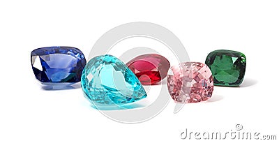 Natural Colored Gemstones Stock Photo