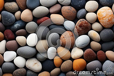natural colors pebbles texture background, closeup smooth stones Stock Photo