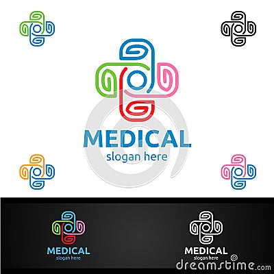 Natural Cross Medical Hospital Logo for Emergency Clinic Drug Store or Volunteers Vector Illustration