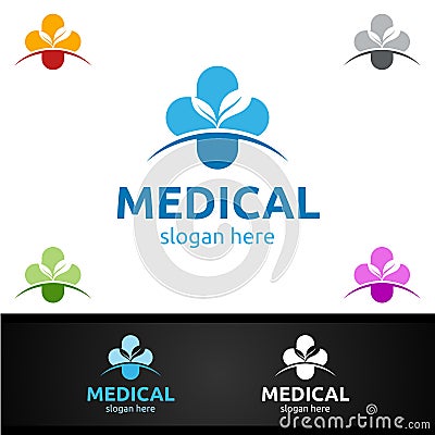 Natural Cross Medical Hospital Logo for Emergency Clinic Drug Store or Volunteers Vector Illustration