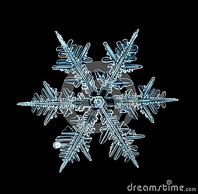 Natural crystal snowflake macro piece of ice Stock Photo