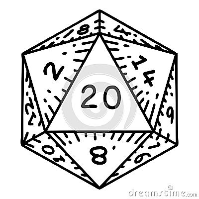 natural 20 D20 dice roll illustration Vector Illustration